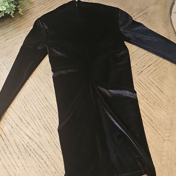ALL SAINTS black long sleeve velvet mini dress Size 4 - Picture 12 of 14